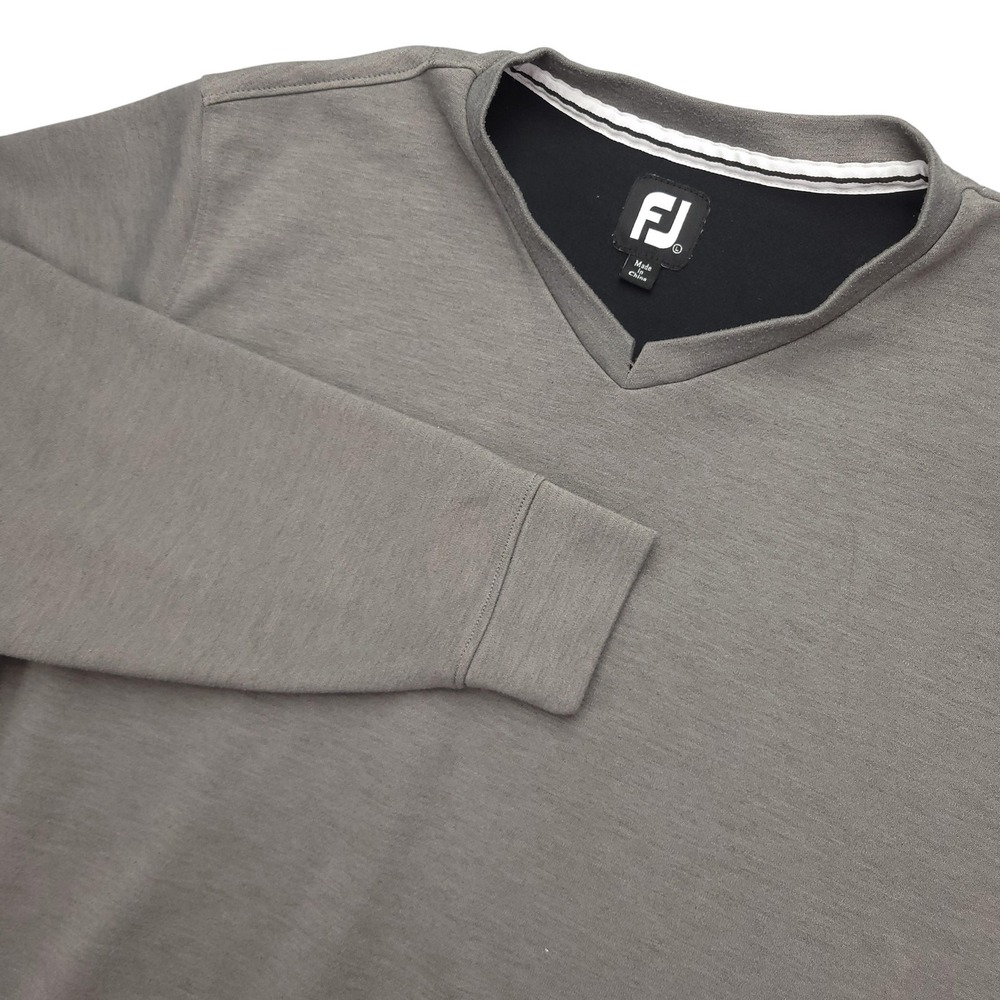 FootJoy Sweatshirt Mens L Gray V-Neck Pullover Golf Performance Knit Layer